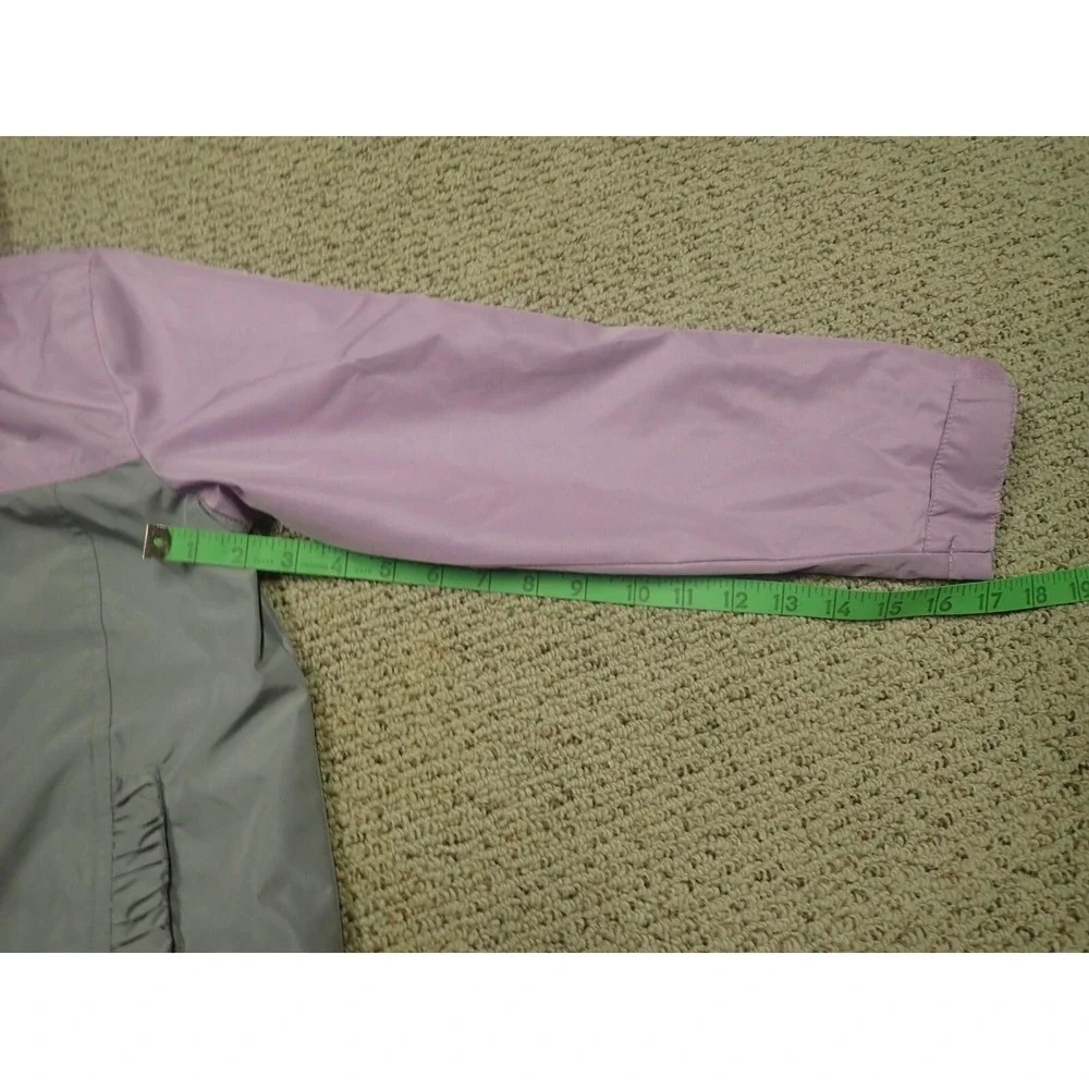 Eddie Bauer Windbreaker Jacket Girls 10/12 Purple Grey Excellent Colorblock Hood